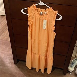 Copper Key Orange Ruffle Dress